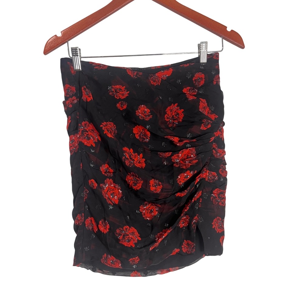 IRO Bootab Roses Black Floral Mini Skirt NWT $546 Sz 36 XS/S - Picture 5 of 9
